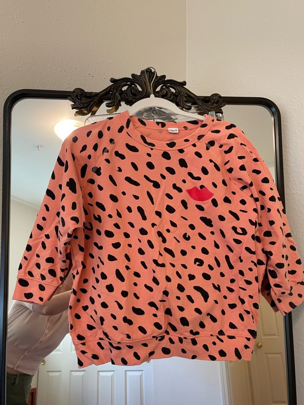 Cat & Jack Pink Spot Pullover Sweatshirt with Red Lip Accent